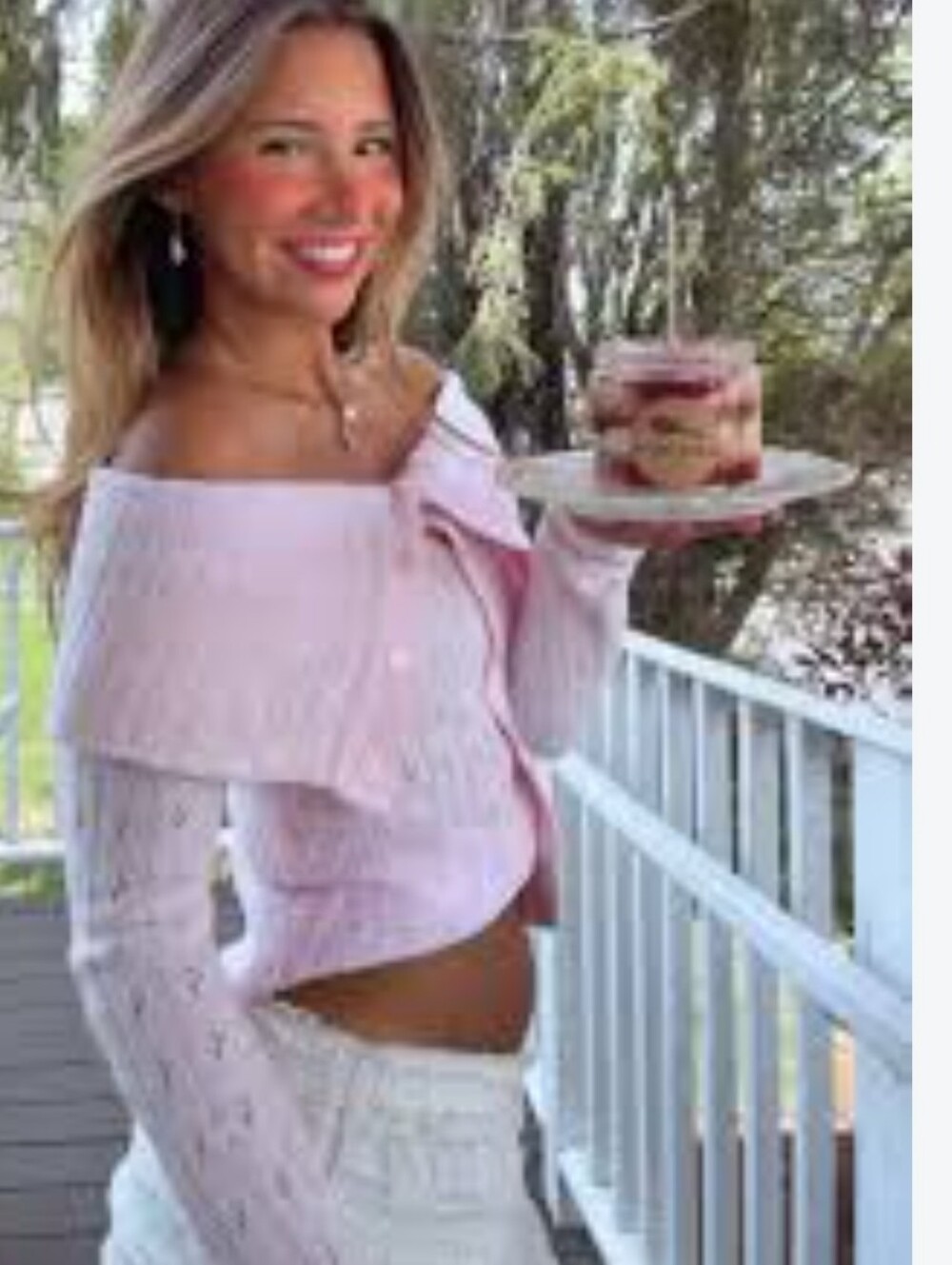 Love Knits NYC Off-Shoulder Ribbed Knit Sweater - Light Pink